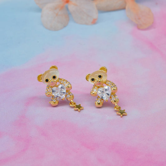 Gold Star Earrings with Diamonds Whimsical Elegance
