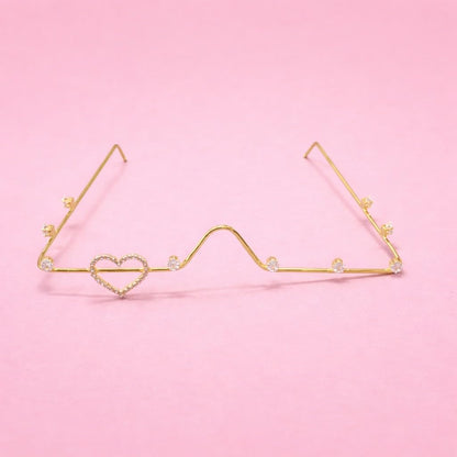 Heart Design Facelet with Cubic Zirconia Stones for Women | Minimal Nose Frame Face Jewellery | Brass Base Stylish Statement Face Accessory