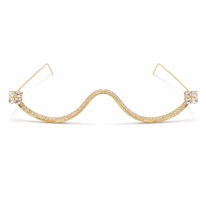 Wave Crystal Gold Plated Facelet with Square Stones for Girls and Women