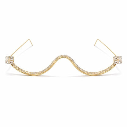 Wave Crystal Gold Plated Facelet with Square Stones for Girls and Women