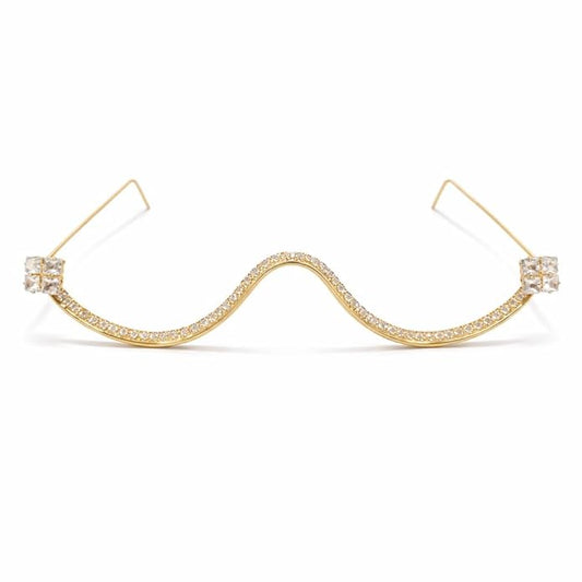 Wave Crystal Gold Plated Facelet with Square Stones for Girls and Women