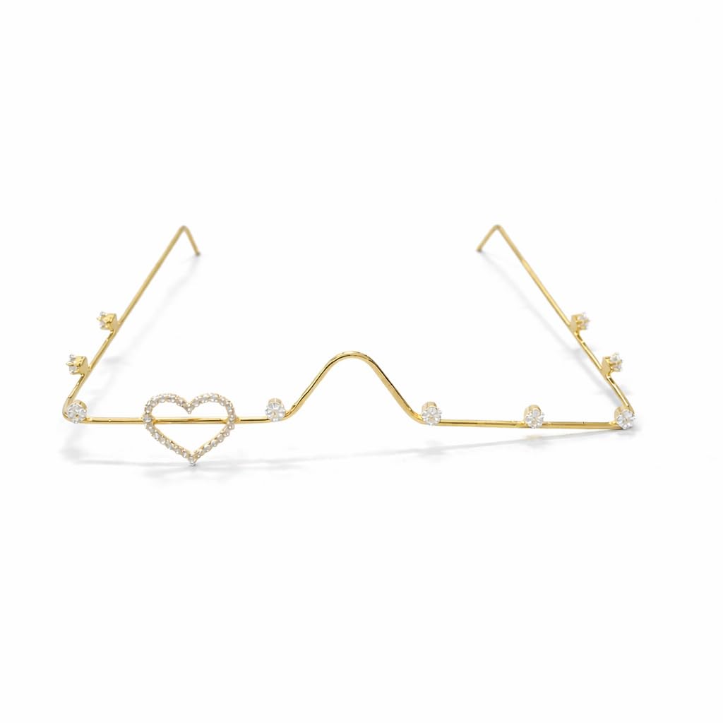 Heart Design Facelet with Cubic Zirconia Stones for Women | Minimal Nose Frame Face Jewellery | Brass Base Stylish Statement Face Accessory