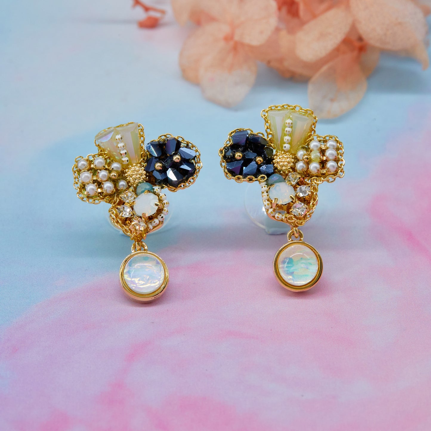 Floral Motif Earrings Gemstones, Pearls & Elegant Craftsmanship