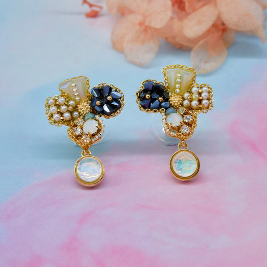 Floral Motif Earrings Gemstones, Pearls & Elegant Craftsmanship