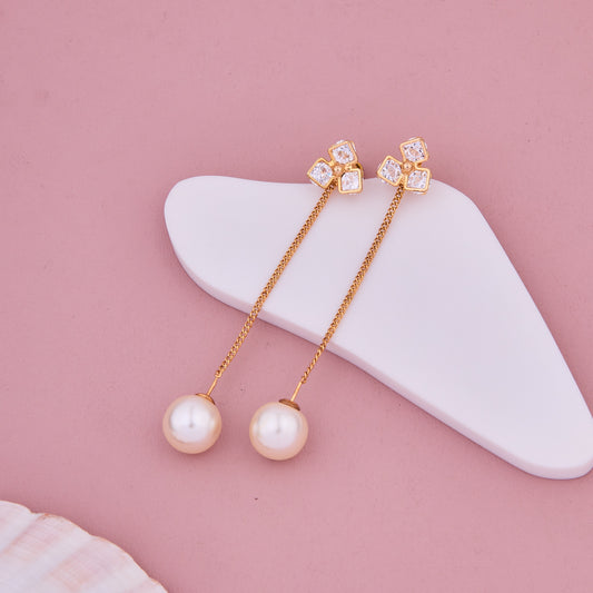 Elegant Pearl & Gold Earrings