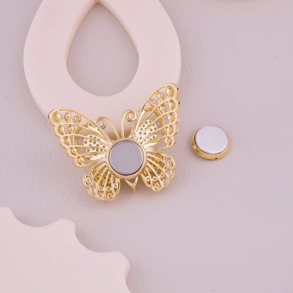 Pearl Crystal Butterfly Brooch