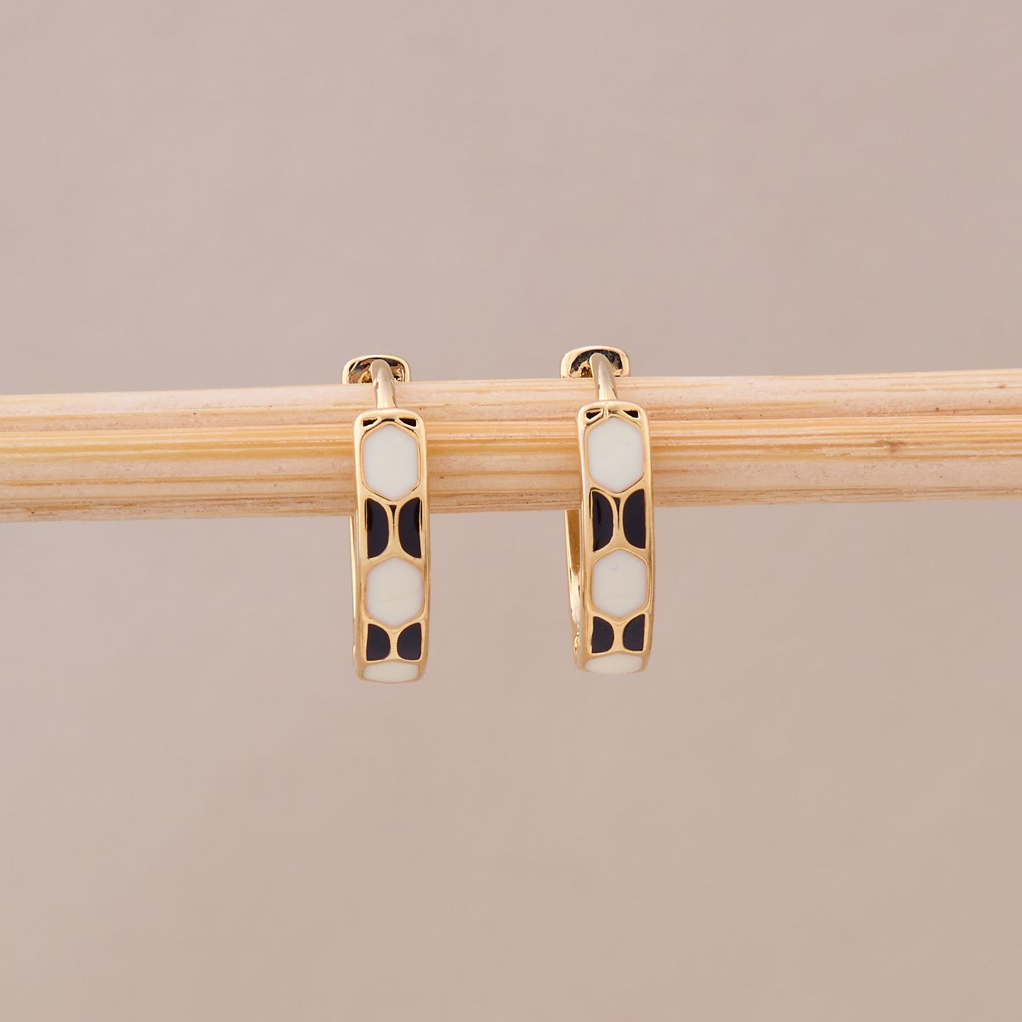Gold Enamel Hoop Earrings
