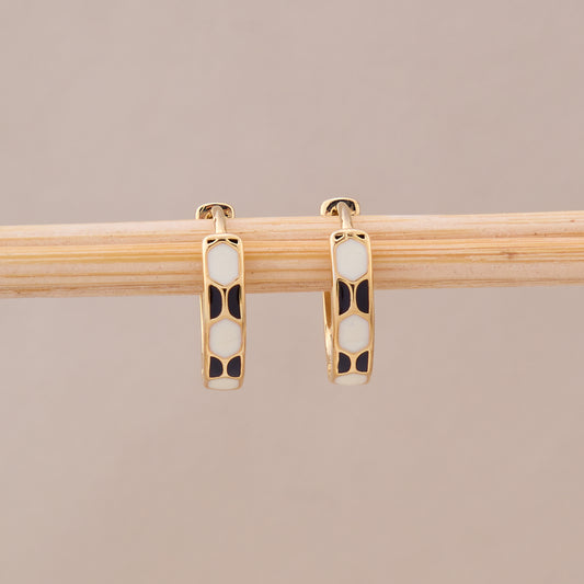 Gold Enamel Hoop Earrings