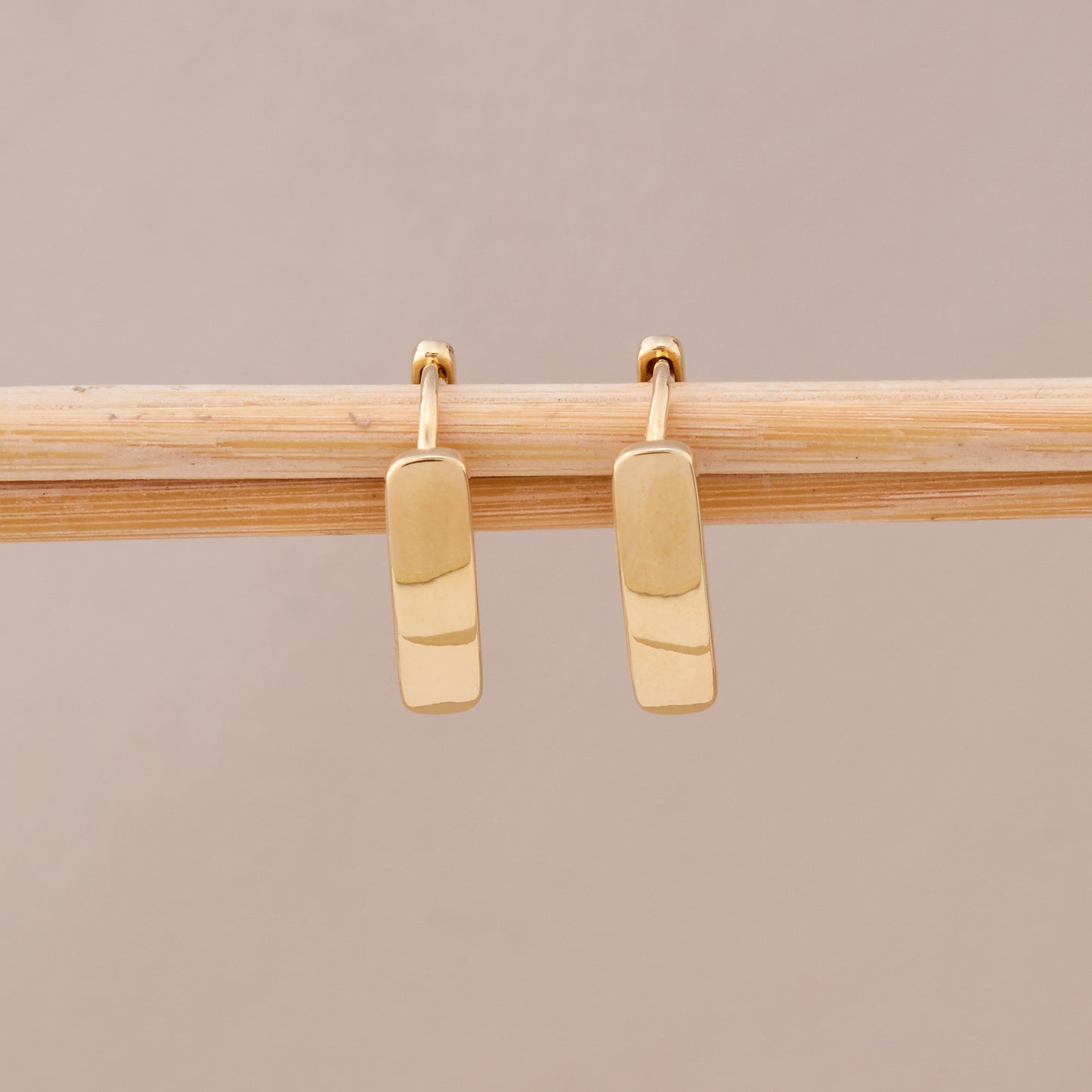 Minimal Gold Bar Drop Earrings