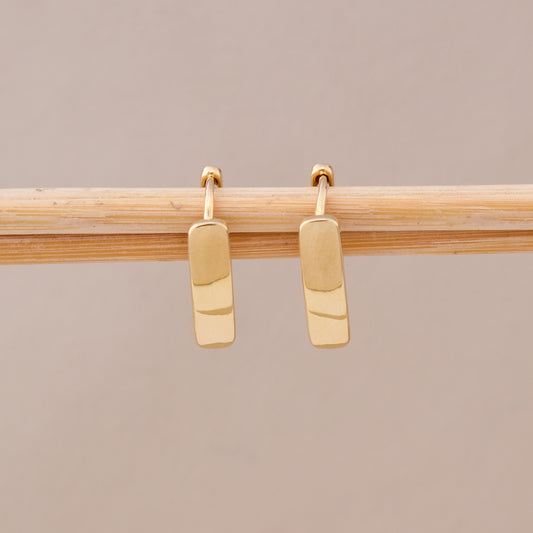 Minimal Gold Bar Drop Earrings