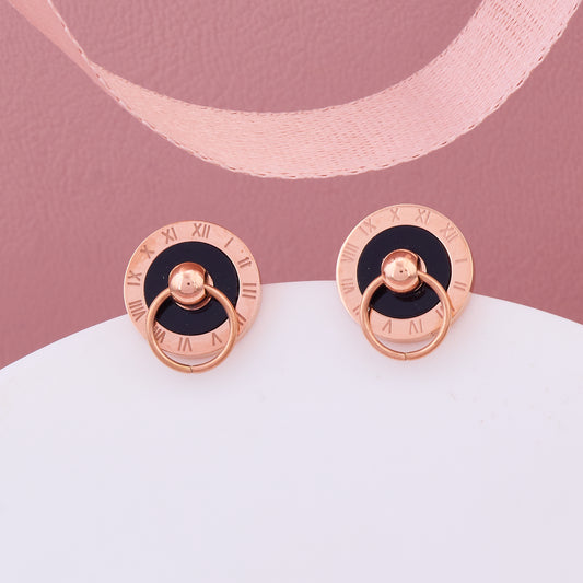 Rose Gold Roman Numeral Stud Earrings