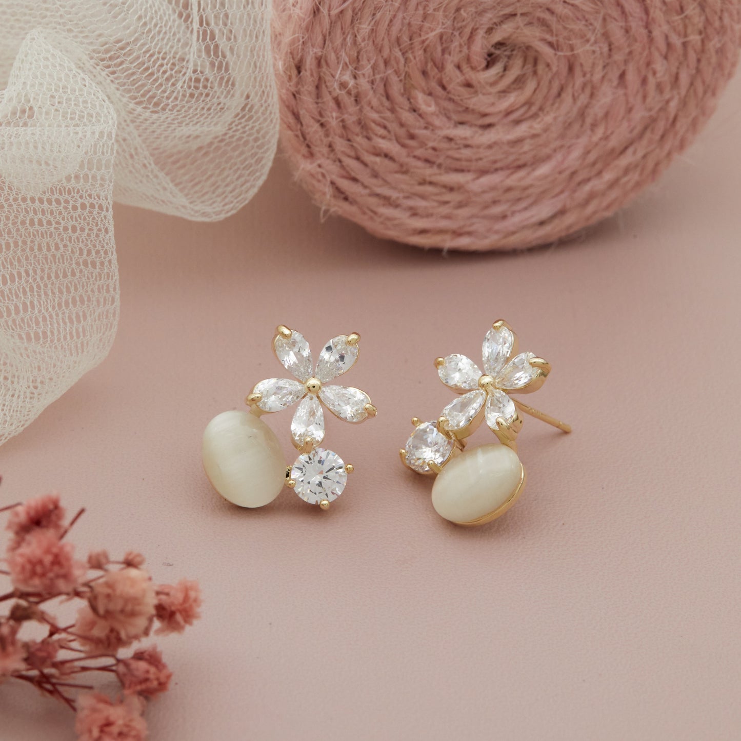 Handmade Floral & Pearl Earrings – Delicate and Stylish