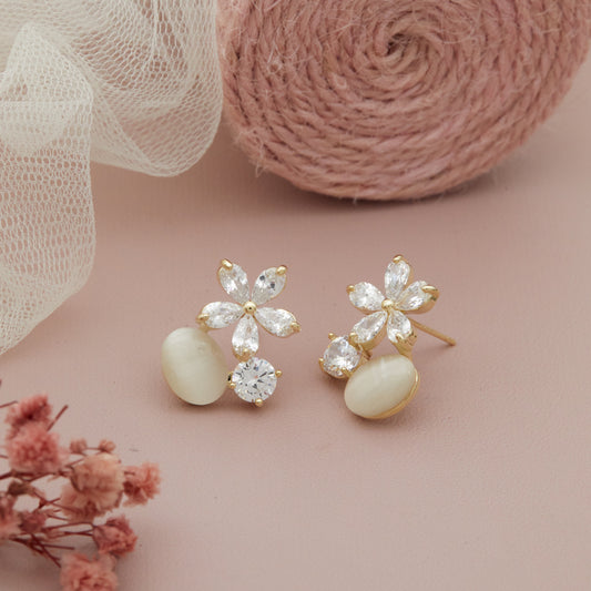 Handmade Floral & Pearl Earrings – Delicate and Stylish