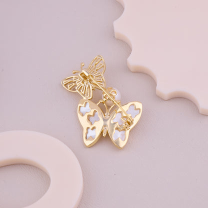 Pearl Double Butterfly Brooch