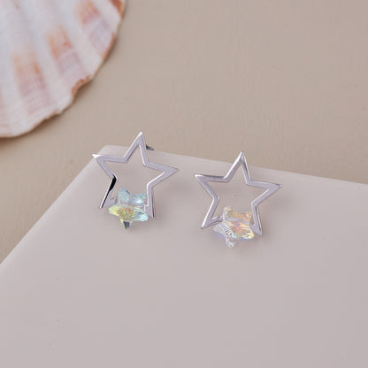 Silver Star Earrings Trendy & Radiant