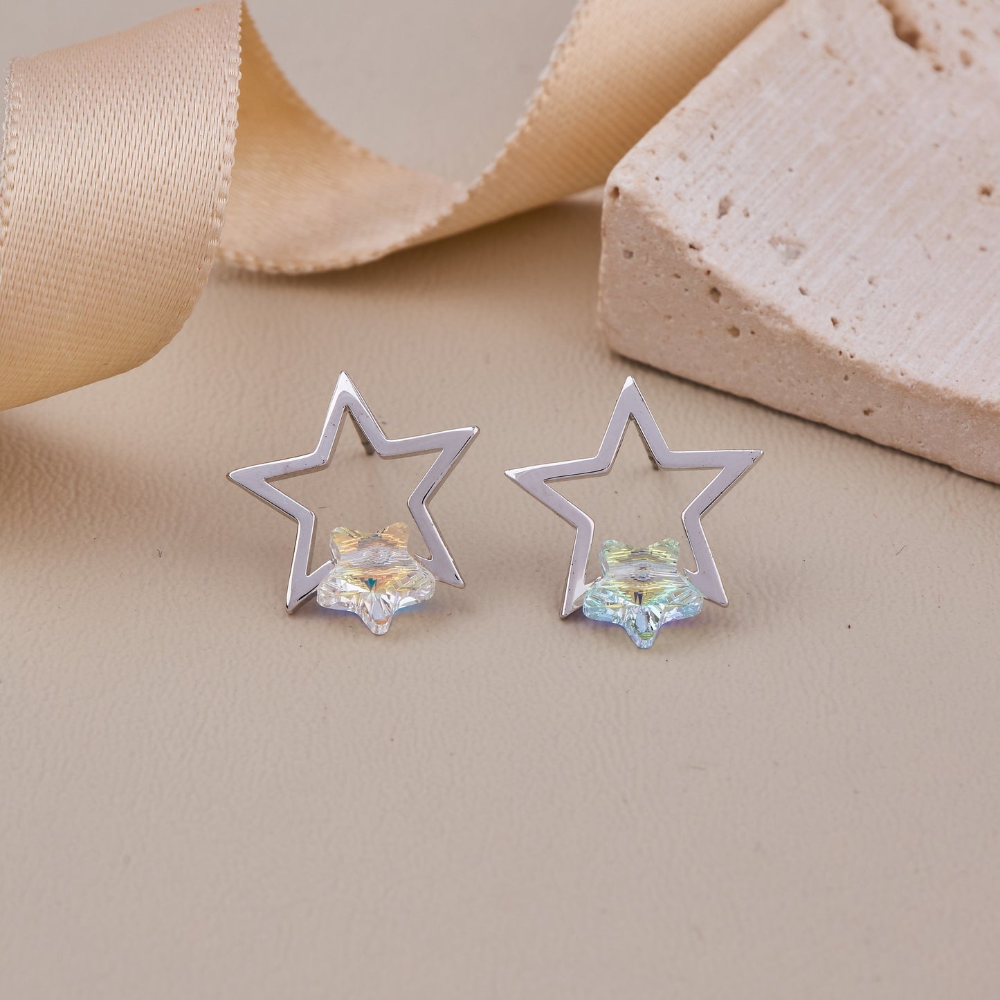 Silver Star Earrings Trendy & Radiant
