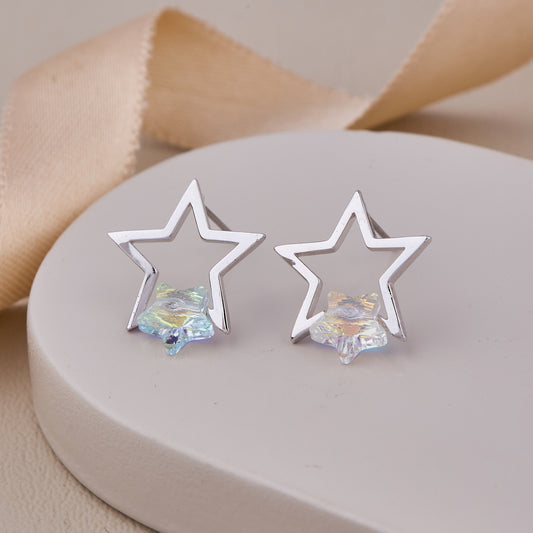 Silver Star Earrings Trendy & Radiant