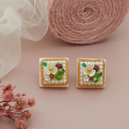 Floral Garden Square Studs
