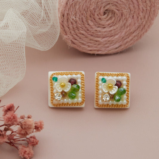 Floral Garden Square Studs