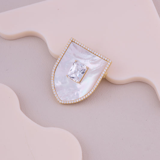 Crystal Shield Brooch