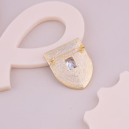 Crystal Shield Brooch