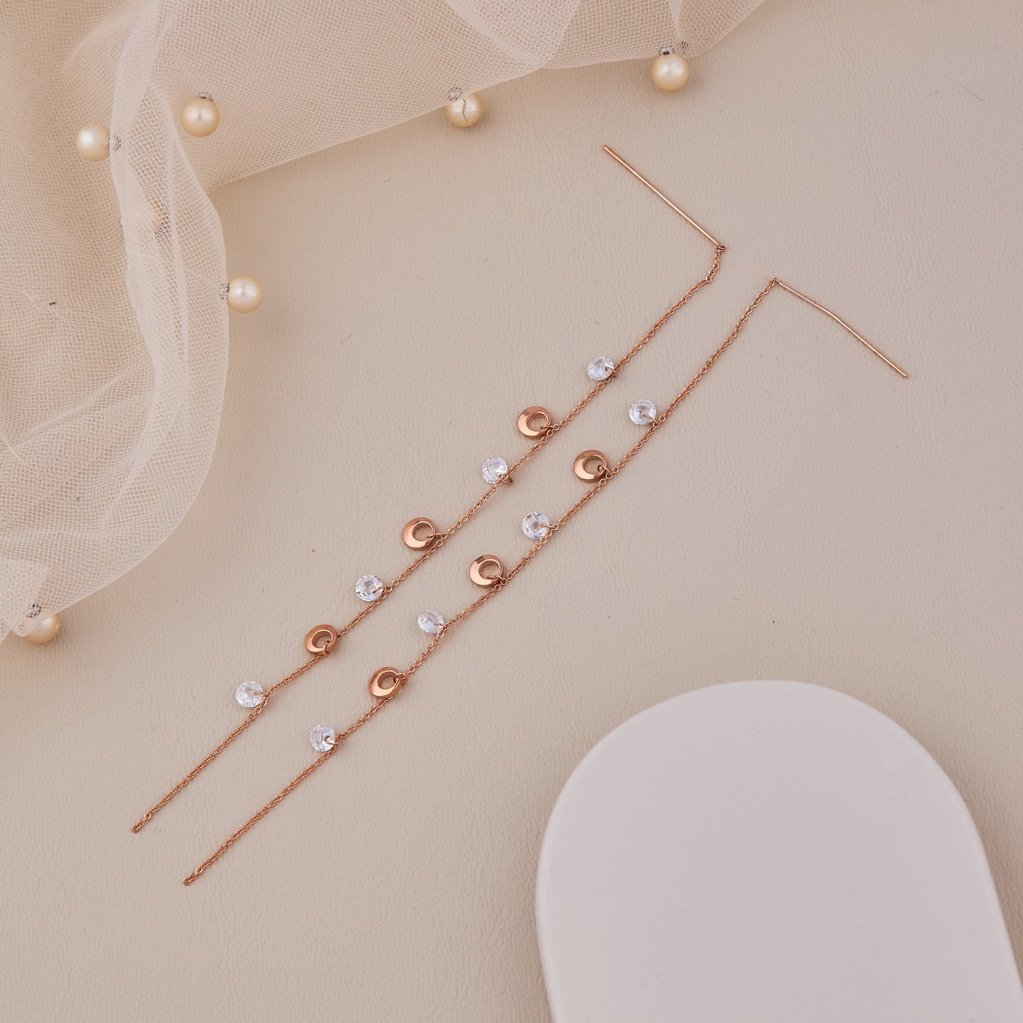 Modern White-Accent Earrings Artistic Flair