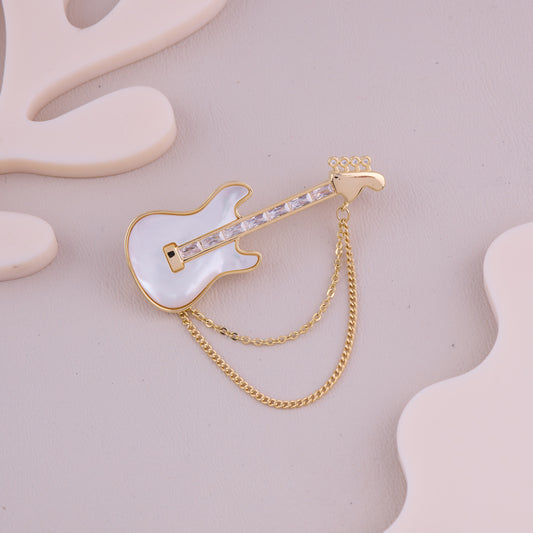 Crystal Guitar Brooch