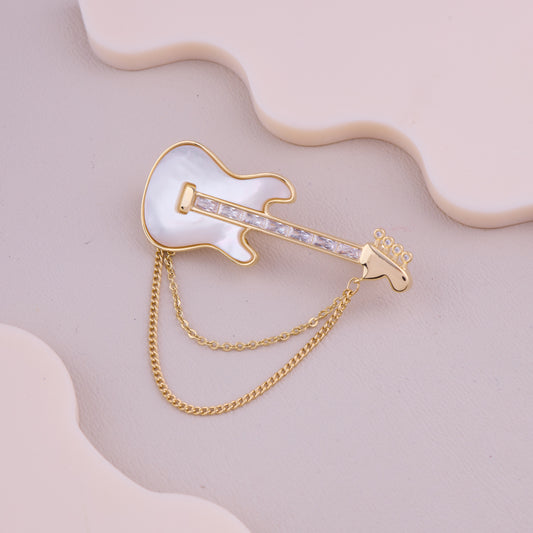 Crystal Guitar Brooch