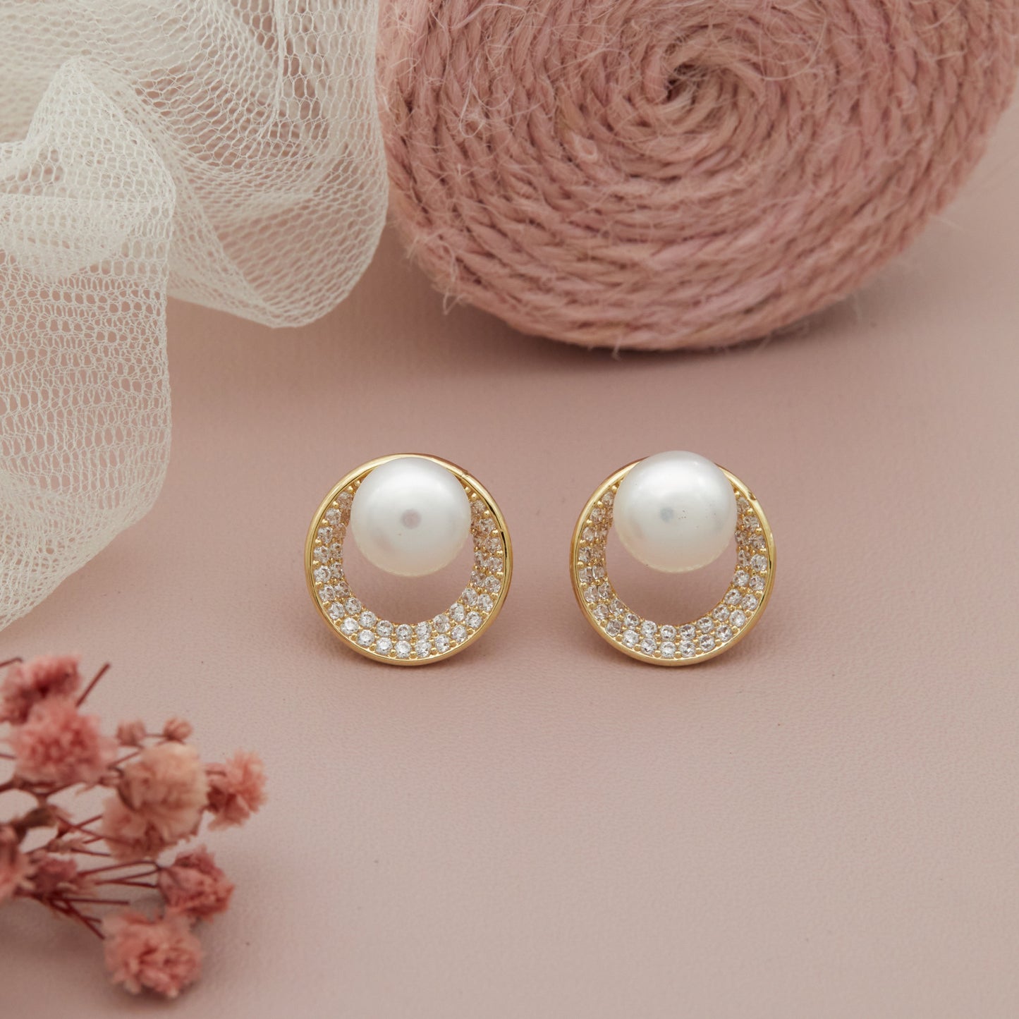 Elegant Pearl & Crystal Earrings – Intricate and Timeless