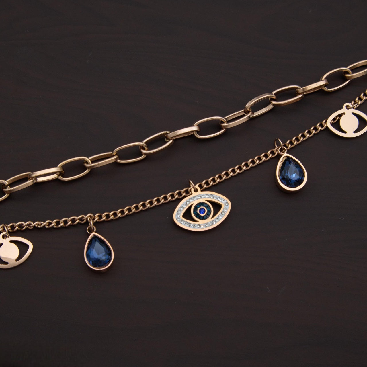 Dual-Layer Evil Eye Charm Bracelet for Women