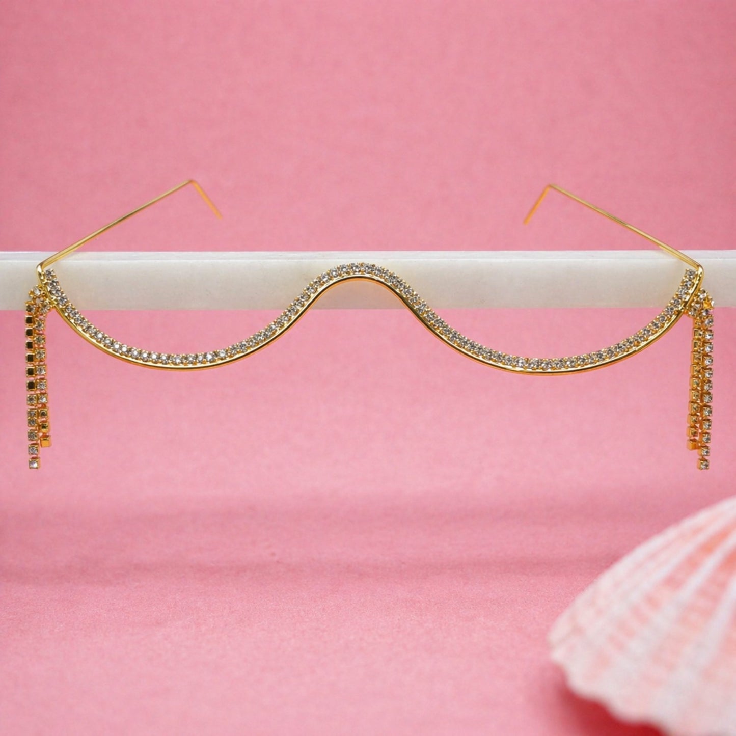Crystal Fringe Gold Plated Facelet for Girls and Women