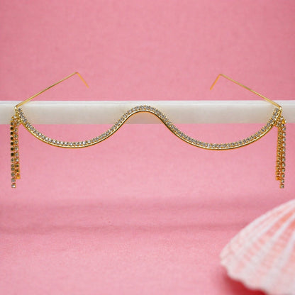 Crystal Fringe Gold Plated Facelet for Girls and Women