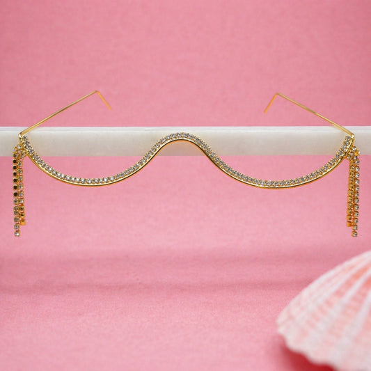 Crystal Fringe Gold Plated Facelet for Girls and Women
