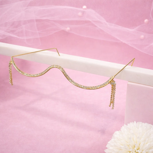 Crystal Fringe Gold Plated Facelet for Girls and Women
