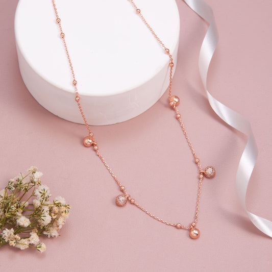 Rose Gold-Plated Beaded Charm Necklace by GC Premium Jewellery