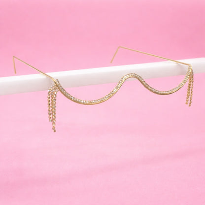 Crystal Fringe Gold Plated Facelet for Girls and Women