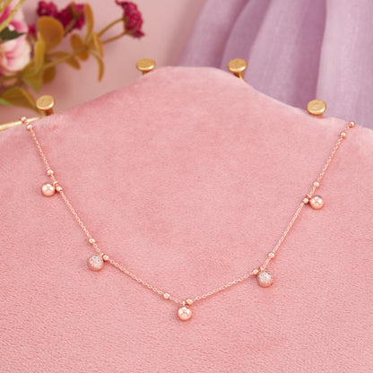 Rose Gold-Plated Beaded Charm Necklace by GC Premium Jewellery