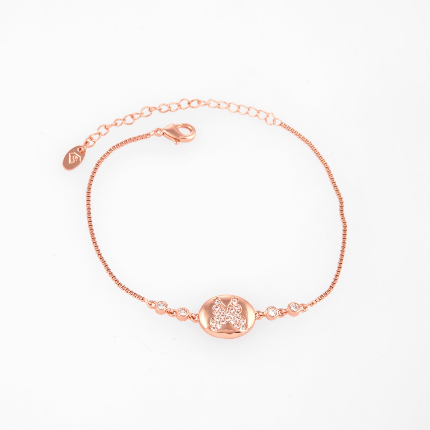 Rose Gold with Crystal Accents and Butterfly Motif