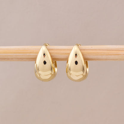 Gold Teardrop Hoop Earrings