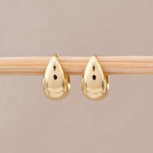 Gold Teardrop Hoop Earrings