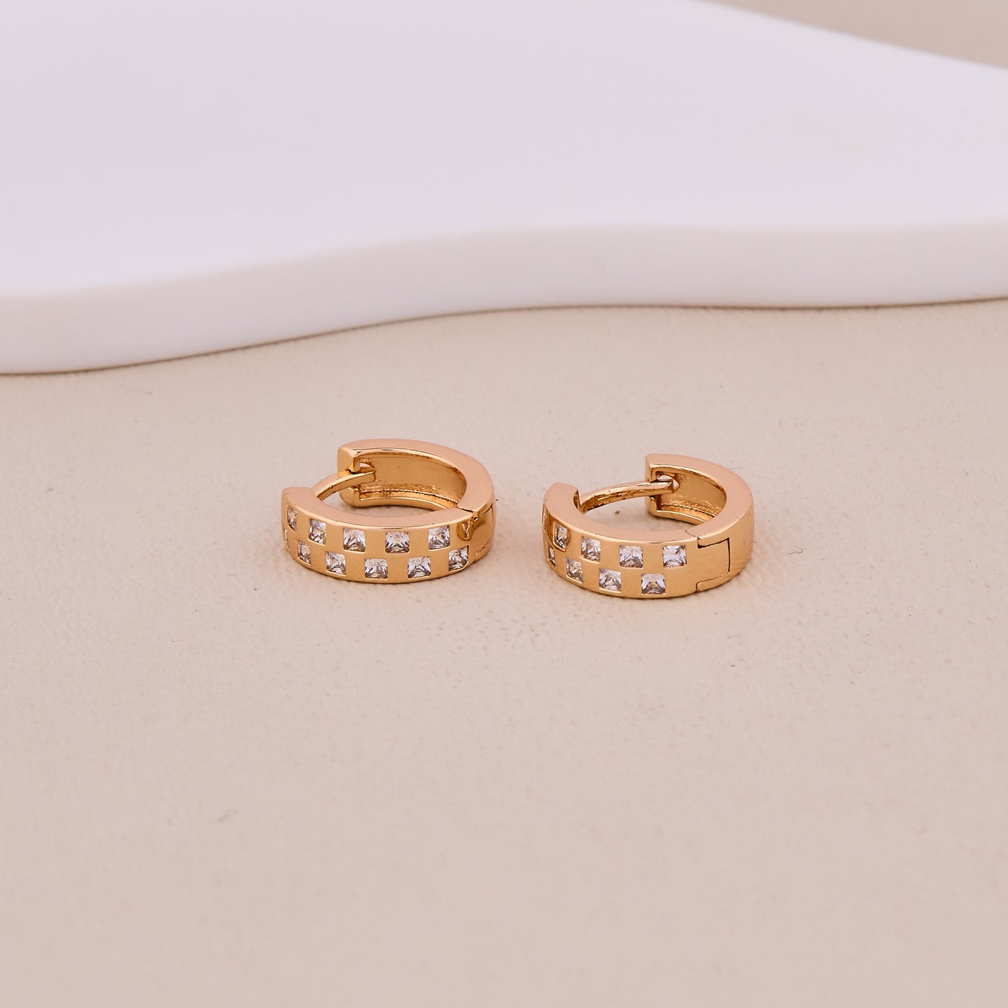 Rose Gold CZ Hoop Earrings