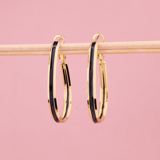 Noir Chic Gold Hoops