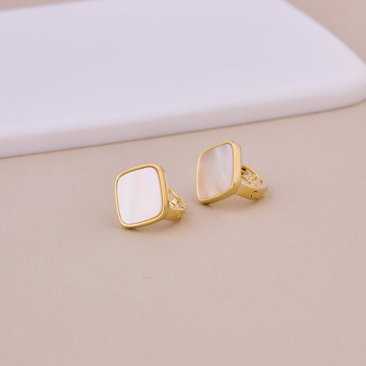 Lustrous Shell Gold Stud Earrings