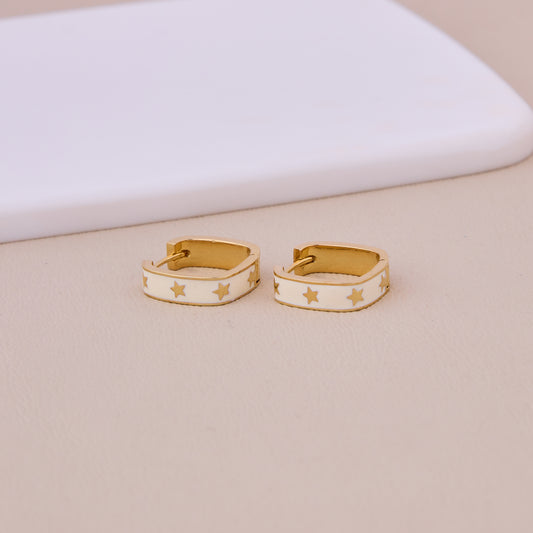 Golden Starry Night Hoop Earrings