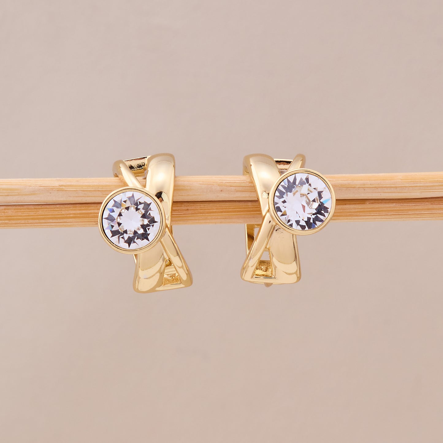 Golden Embrace Crystal Hoops