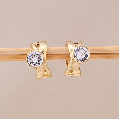 Golden Embrace Crystal Hoops