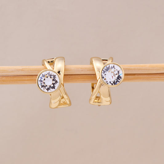 Golden Embrace Crystal Hoops