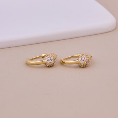 Golden Sparkle Ball Hoop Earring