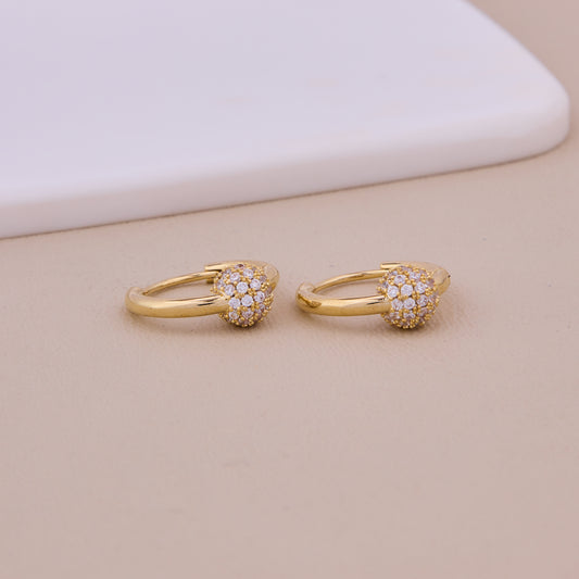 Golden Sparkle Ball Hoop Earring