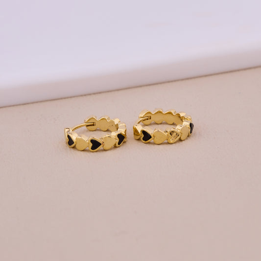 Golden Heart Chain Hoop Earrings